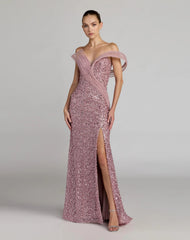 Pink Embellished Strapless Gown With Sculptural Drape