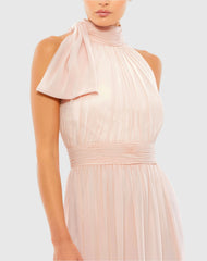 Pink High Neck Chiffon Gown
