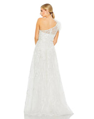 White Embellished One Shoulder A Line Gown - FINAL SALE