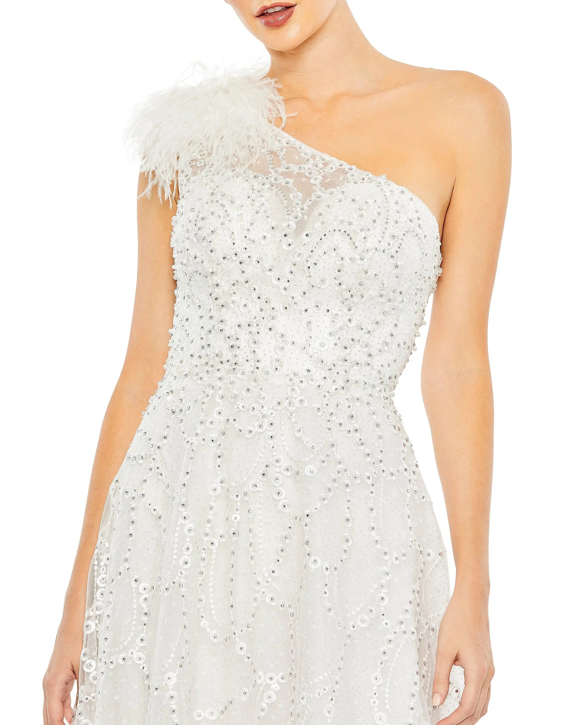 White Embellished One Shoulder A Line Gown - FINAL SALE