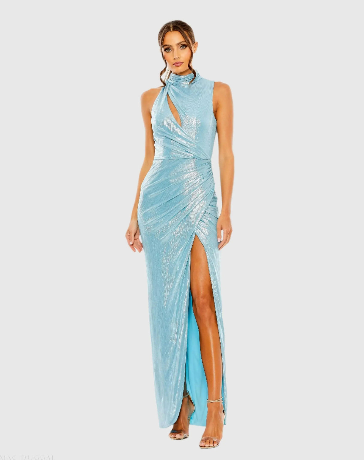 Blue High Neck Sleeveless Gown - FINAL SALE