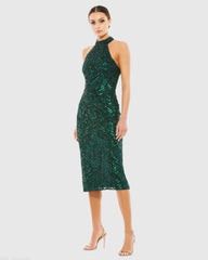 Green Embellished Halter Midi Dress - FINAL SALE