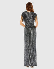 Black Embellished Fringe Gown - FINAL SALE