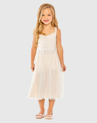 Girls Pink Sleeveless Ruffle Tiered Mini Dress